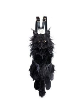 Cat Shaped Backpack - Handcrafted Stuffed Animals Bag, Black Cat Plush Bag new
